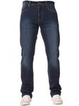 New Mens ENZO Stretch Straight Leg Regular Fit Classic Basic Denim Jeans (34W x 30L, Mid Stonewash)