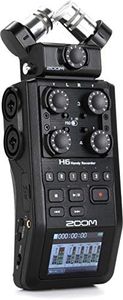 Zoom H6 All Black 6-Track Portable Recorder, Stereo Microphones, 4 XLR/TRS Inputs, Records to SD Card, USB Audio Interface, Battery Powered, Podcasting and Music