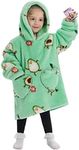 QFULFUN Wearable Blanket Hoodie for Kids Toddlers Cozy Oversized Hooded Blanket Sweatshirt with Pocket for Little Girl Boy, Avocado, One size