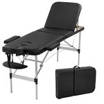 BestMassage Aluminium Table Portable, 73 Inch Long Height Adjustable 3 Folding, Black