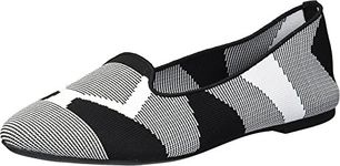 Skechers Women's Cleo-Sherlock-Engineered Knit Loafer Skimmer Ballet Flat, Black/White, 5.5 UK