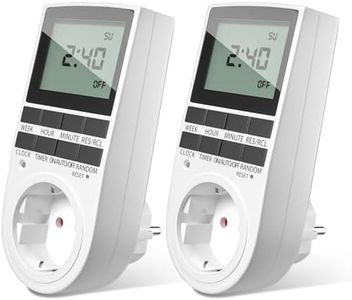 Lamptobe Temporizador Enchufe Digital Programable, Programador Enchufe con Pantalla LCD y 10 Programas Configurables 16A 3680w, Enchufe Programable Ahorro de Energía (2 piezas)