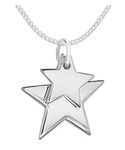 Heather Needham Sterling Silver Star necklace on 16" curb chain - STAR SIZES: 17mm and12mm. Gift boxed solid silver double star necklace 8173/16