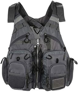 Flygo Multi-Pockets Fly Bass Fishing Vest Pack for Outdoor Activities, Adjutable Size for Men/Women (One Size, Grey)