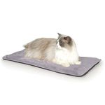 K&H PET PRODUCTS Thermo-Kitty Mat Heated Pet Bed Gray 12.5 X 25 Inches