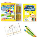 Stic 25 Retractable Crayons Colouring Book Toddler Grip Control Unbreakable Washable Erasable Twistable Non Toxic Edible finger block drawing Toy baby safe kindergarten return gift kids 1 year Pencil