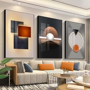 ARTFEB Abstract Geometric Wall Art Prints, 3 Pieces Modern Wall Decor for Living Room Bedroom Home Decor, Canvas Prints Framed Pictures Ready to Hang (Black, 20" X 28" X 3 pieces)
