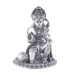 PRD CARATCAFE Silver Hanuman Murti for Car Dashboard, Home & Office Use Made in Pure 925 Solid Chandi Metal Idol of Bajrang Bali Antique Gift Item for All Occasions & Festivals