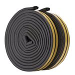 Rubber Seal Weather Strip Foam Tape, Feelava D Type 10 m Doors Windows Draught Excluder Seal Strips Anti-Collision Self-Adhesive Weatherstrip Water-proofing Sound-proofing - 2 Roll/Total 10m (Black)