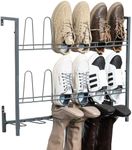 MyGift Premium Urban Gray Metal Hanging Shoe Rack for Walk in Closet, Mudroom and Entryway, Wall Mounted Space Saving Organizer for Shoes and Boots, Holds 9 Pairs