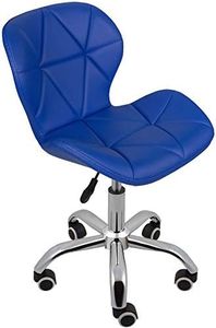 Charles Jacobs Home Office Swivel Computer Desk Chair with a Height Adjustable Chrome base and Wheels - Blue PU