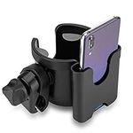 Vagocom Universal Stroller Cup Holder, 2 in 1 Drink Holder with Phone Holder for Uppababy, Nuna,Buggy Pushchair, Wheelchair, Walker, Bike, Scooter(Black)