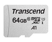 Transcend 64GB microSDXC 300S Memory Card with Adapter, Class 10, U1, 95MB/s Eco Packaging, TS64GUSD300S-AE