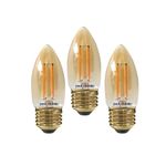 paul russells E27 Edison Screw LED Filament - Pack of 3 – 2.5W 20W Equivalent 200LM Lumen 2200K Amber ES Candle C35 Bulbs – Bright Energy Saving Light Non-Dimmable – Extra Warm White