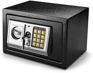 Flexzion Digital Electronic Safe Box Keypad Lock Security Cabinet with Hidden Wall Mount Anchoring 2 Keys For Gun Money Cash Deposit Jewelry Passport Valuable Home Office Hotel (12"x8"x8")