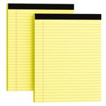 Legal Pads 8.5 x 11 Yellow Note Pads 8.5 x 11 Lined Paper Pads 8.5 x 11 Wide Ruled Yellow Paper Notepads 8.5 x 11 Writing Pads of Paper 8.5 x 11 Legal Notepads 8-1/2 x 11 Notebook 2 Pack,30 Sheets/Pad