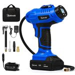 AstroAI Tire Inflator Portable Air Compressor 20V Max Rechargeable Battery Powered 160PSI Cordless Handheld Air Pump with 12V Car Power Adapter Digital Pressure Gauge for Cars Motorcycles (Blue)