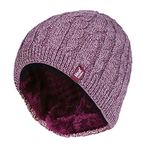 HEAT HOLDERS - Womens Ribbed Cable Knit Fleece Lined Thermal Winter Knitted Beanie Hat (One Size, Rose (Alesund))