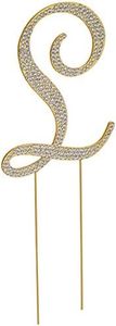 Unik Occasions Sparkling Collection Crystal Rhinestone Monogram Cake Topper - Letter L, Large, Gold