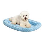 Midwest Homes for Pets 40318-BS Double Bolster Pet Bed, Powder Blue Plush, 18"