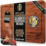 Deer & Oak X-Large Carbonised Cutting Board 44x30x2cm, Pre-Oiled Wooden Bamboo Chopping Board for Carving Meat, Fish, Vegetables, Fruits, Cheese, Bread