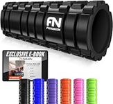 Fit Nation Foam Roller for Muscle Massage with Exercise Book, Ultra Lightweight Hollow Core Muscle Roller for Deep Pain Relief in Your Aching Legs and Body. Ideal For Runner Cyclist Footballer Athlete - Black