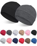 FocusCare Beanies for Men Sleeping Cotton Skull Cap Black Helmet Liner Under Hard Hat for Cycling Bike Motocycle