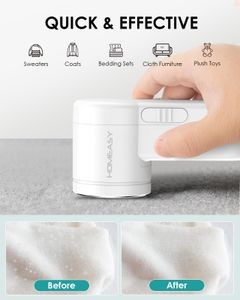 HOMEASY Portable Fabric Shaver – 2-Speed Lint Remover with 3 Blades, White
