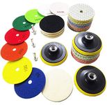 4 Inch Dry Diamond Polishing Pads Set - 1 Box of 34 Piece Dry/Wet Granite Sanding Pad for Bufffing Marble Quartz Concrete Stone Tiles Used for Grinder Polisher Drill