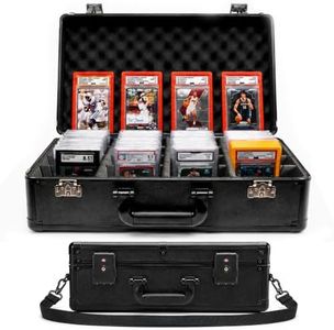 Storra Graded Card Case 4-Row PSA Slab Case with TSA Lock, 12 Foam Dividers | Sports Card Storage | Fits PSA CGC BGS SGC HGA CSG GMA & TAG | 152 Slabs or 612 Toploaders | Aluminum Frame | Shoulder Strap