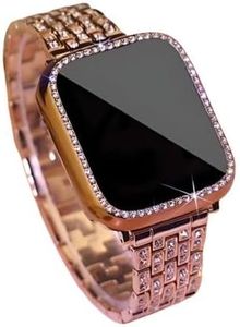 TRIDEO Gen 16 Smartwatch Square: Elegant Diamond-Embedded Design with Bluetooth Connectivity, Wireless Charging, High-Definition Display, and Seamless Smartphone Integration for The Modern Woman