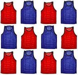 BlueDot Trading 12 Youth Soccer Training Vests/Pinnies- Red & Blue, Red/Blue, Adult