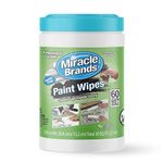 MiracleWipes for Paint Cleanup - All Purpose Cleaner, Brushes, Wet Paint, Caulking, Hands, Epoxy, Acrylic, DIY - Removes Grease, Grime, Oils, Adhesives & More - Cleaning Supplies - (60 Count)