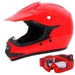 Zorax ZOR-X15 Red M (51-52cm) Kids Motocross Motorbike Helmet & GOGGLES - ATV Dirt Bike BMX Quad Off Road Motorcycle MX Helmet ECE 2206