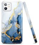 luolnh iPhone 11 Case,iPhone 11 Case for Men,Gold Glitter Sparkle Marble Design Shockproof Soft Silicone Rubber TPU Bumper Cover Skin Phone Case for iPhone 11 6.1 inch(White&Dark Blue)