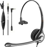 Wantek Cell Phone Headset Mono with Noise Canceling Mic, Wired Computer Headphone for iPhone Samsung Huawei HTC LG ZTE BlackBerry Smartphones and Laptop PC Mac Tablet with 3.5mm Jack(F600J35)