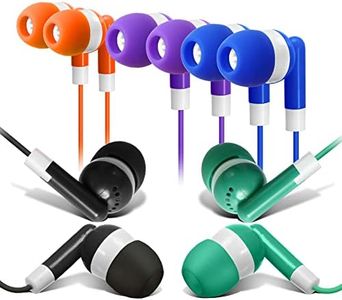 Bulk Earbuds 50 Pack for Classroom - Keewonda Wholesale Earbuds Headphones Wired Stereo Earphones Multi Color for Kids Toddlers Teen at School Library Room Homeschool Online Teaching