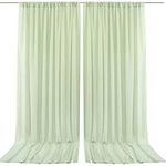 10ft x 10ft Sage Green Backdrop Curtains, Wrinkle-Free Sheer Chiffon Fabric Backdrop Drapes for Wedding Arch Party Ceremony Stage Decoration