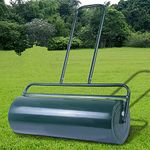 COSTWAY 48L/60L/63L Garden Grass Roller, Large Capacity Lawn Push Rolling Tool, Heavy Duty Drum & Removable Drain Plug, Fill with Water or Sand, Premium Galvanized Steel (63L, Green)