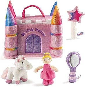 PREXTEX My Princess Castle Playset Toy | Plush Unicorn, Magic Wand, Mirror, and Princess Dolls | Figure Doll, Pets, Figures, Sets | Boys & Girls Ages 3-5+ | Party Supplies