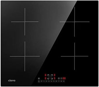 CIARRA CBBIH4B 4 Zone Built-in Induction Hob with Power Booster Touch Control Hob Induction Hob with 4 Plates 9 Power Levels Induction Hob 60 cm (7,200 W)