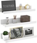Giftgarden 16 Inch White Floating Shelves for Wall Mount, Stylish Wood Wall Shelf Ledge for Bathroom Bedroom Living Room Kitchen Nursery Storage, Set of 3 Different Sizes