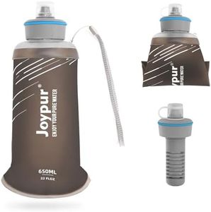 Joypur Bouteille d'eau pliable avec filtre 650 ML - Bouteille d'eau Outdoor Survival avec filtre pour l'eau potable Bouteille d'eau Outdoor avec filtre avec capacité de filtration de 5000 L, Gris