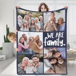 Custom Blanket with Photos Text Personalized Couples Gifts Photo Blankets Using My Own Photos Customized Picture Blankets for Kid Adult Friends Mother Father Christmas Birthday Gift (5 Photos W/Text)