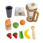 KidKraft Metallic Toy Smoothie Blender with Play Food, Accessory for Kids' Kitchen, Wooden Toy Kitchen Appliance Set for Kids, Play Kitchen Accessories, Kids' Toys, 53537