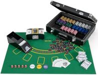 Goplus Poker Chip Set, 600 PCS 14 Gram Clay Poker Chips w/Case, Automatic Card Shuffler, 6 Decks Cards, 5 Dices, Card Shoe, 3 Dealer Buttons, Poker Felt, Texas Holdem, Blackjack, Casino (600 PCS)