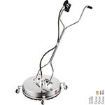 VEVOR Pressure Washer Surface Cleaner, 24'', Max. 4000 PSI by 2 Strong Nozzles for Driveways, Sidewalks, Patios, Stainless Steel Frame w/Rotating Dual Handles, Wheels, Fit for 3/8'' Quick Connector