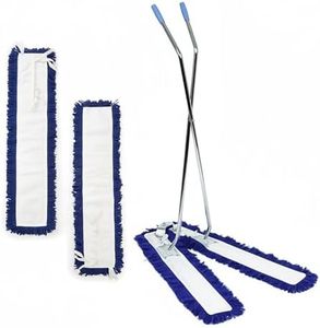 Abbey 100cm V Shaped Floor Sweeper Scissor Mop Kit for Hard Floor with 1x Additional Heads – Washable Industrial V Sweeper Mop Easily Catches Dust from Floors