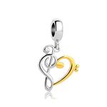 Luluadorn Gold Plated Music Note Charm Heart Love Music Bead Compatible with Pandora Charms Bracelets