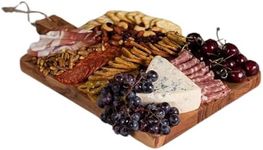 BIRDROCK HOME Acacia Wooden Serving Board with Handle - Party Charcuterie Tray for Pizza, Cheese, Meat & Fruit Display - Small Decorative Food Platter for Kitchen - Natural Wood - Espresso, 16”